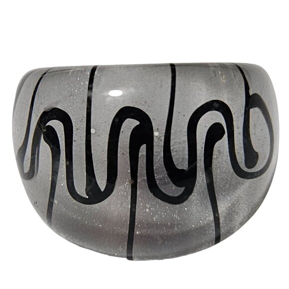 Retro Chunky Statement Ring Size 6.5 Clear Black Swirl Resin Fashion Jewelry - Picture 2 of 5